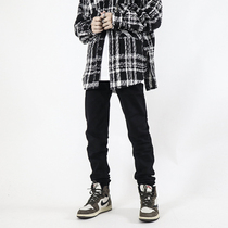 POCKET INS European and American High Street Black Minor Feet Jeans Men and women Tide Cards Straight Barrel Pants Summer Thin