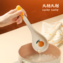 Blue Lotus dry rice Man special spoon small ceramic spoon childrens soup spoon home soup Japanese dessert spoon