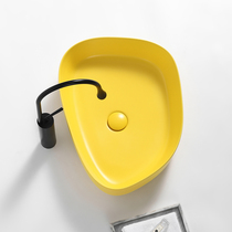 Nordic matte yellow ceramic table basin household personality INS wash basin toilet balcony basin wash basin