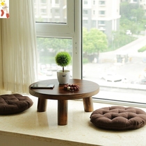Simple bay window small coffee table round wooden table window sill table Japanese tatami small table low table tea table solid wood kang table