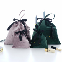 ins travel dustproof pocket drawstring storage bag velvet underwear custom gift small cloth bag portable cosmetic bag