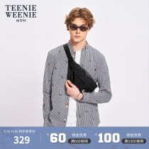 TeenieWeenie Bear Mens Shirt Fashion Casual Joker Striped Print Lapel Long Sleeve Shirt Tide