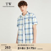 TeenieWeenie bear mens casual square collar plaid short-sleeved shirt 2021 spring new mens shirt