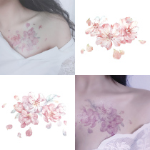 11 ancient style cherry blossom petal tattoo stickers Waterproof long-lasting sexy fresh peach clavicle watercolor fairy sexy