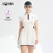 HONMA2021 new golf womens dress high waist contrast color placket elastic belt