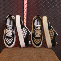 Checkerboard grid big-headed shoes 2021 autumn color color Korean casual small white board shoes increased thick-soled canvas shoes women