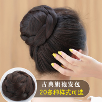 Ancient costume wig bag female bride curler retro cheongsam flower bud about ball head small hair bag ancient style hair bun