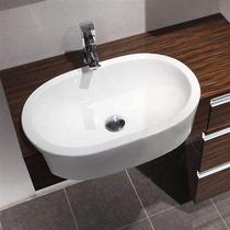Bathroom semi-embedded table basin Household semi-hanging wash basin Ceramic hanging cabinet basin Oval wash basin basin