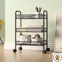Shelf bedroom dormitory bedroom desk under mobile storage rack storage car with pulley for household small