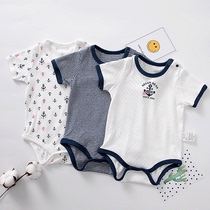 Baby one-piece clothes thin cotton spring autumn summer baby climbing clothes Pyjamas Pure Cotton Children Triangle Khays Short Sleeves Bag Fart