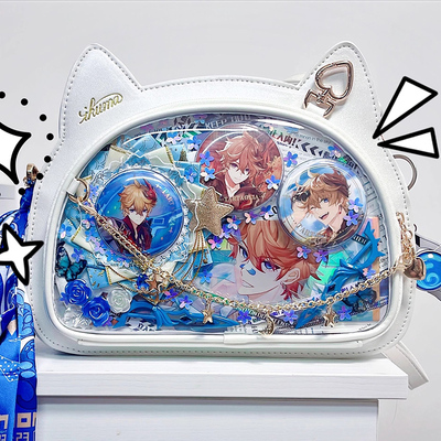 taobao agent Ono Fairy Japanese cute kitten headache bag transparent snack, measuring messenger bag girl two -dimensional jk bag
