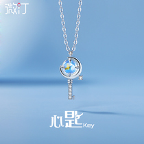 Key necklace female sterling silver clavicle pendant 2021 new light luxury niche ins hip hop summer Valentines Day gift