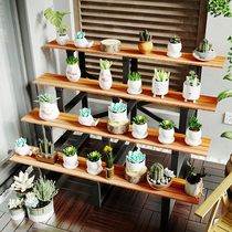 Anti-corrosion wooden flower rack Multi-layer outdoor floor-to-ceiling succulent flower pot rack Outdoor balcony stepped trapezoidal shelf