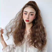 Wig female ponytail net red high ponytail long curly hair clip-type natural fluffy corn perm fake braids