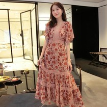  Code 2021mm Summer Qixian new womens skirt dress thin skirt snow floral spinning fat waist