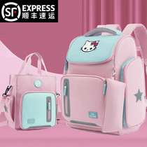 Schoolbag primary school children children one-two to three-four six-year-old girls backpack girls reduce the burden of spine super light Cat