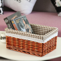 Storage basket rattan storage basket straw underwear snack basket bamboo woven socks storage box Willow desktop key basket