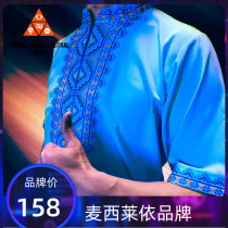 Xinjiang clothing men Maixi Lai brand Star hotel silk thread embroidery large size short sleeve silk and hemp breathable