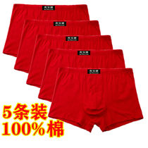Wansa 100 % cotton flat mens underwear Fukuo Life Pure cotton big red pants youth trousers large number four