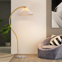 Pleated floor lamp Nordic living room sofa side Danish Net red ins bedroom light luxury log medium vertical table lamp