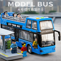Childrens double decker bus toy big number open door bus Toys Boys coach bus model car