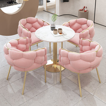 Nordic luxury beauty salon negotiation table and chair combination leisure photo studio clothing dessert milk tea shop reception a table of four chairs