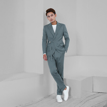 THEMASEE mens clothing 丨 Lace-up slim-fit suit trousers suit mens Korean version of business casual work two-piece suit