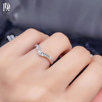 V-type ring PT950 platinum diamond ring 18k platinum Mosan diamond marriage proposal engagement simulation diamond ring female row drill Japan and South Korea