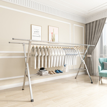 Stainless steel drying rack floor folding indoor and outdoor double rod drying rod balcony household mobile drying quilt drying rack