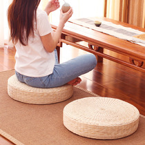 Futon cushion straw woven tatami seat cushion Japanese thick meditation cushion ground cushion rattan straw straw woven pum cushion