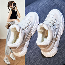 Hong Kong father shoes women autumn and winter wild Net Red Sports small white shoes cotton shoes plus velvet warm leisure thick bottom ins tide