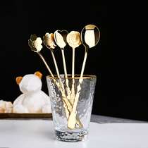 Light luxury coffee spoon Net red cherry spoon Small spoon Creative dessert spoon Cute ice cream mixing long handle spoon ins