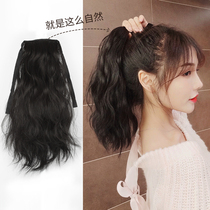 Short real hair wig Ponytail female strap type Big wave Real hair Natural full curls High fake ponytail