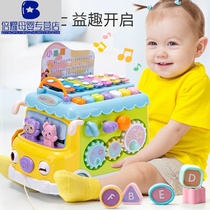 Eight-tone piano children beat musical instruments Bus baby puzzle fun infant two-in-one piano toys by