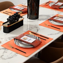 Fabric placematins style orange plate mat bowl mat heat insulation mat light luxury premium home cutlery mat table mat