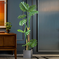 Roman mother Nordic light luxury simulation green plant potted large turtle back bamboo fake plant living room floor decoration decoration