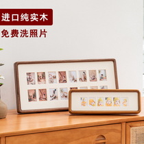 Childrens ID photo photo frame table custom solid wood creative two-inch photo frame Baby year-old growth memorial frame