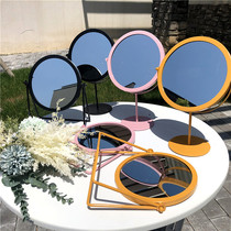 Nordic in Metal Simple Makeup Mirror Girls Dormitory Bedroom Mirror Desktop Dressing Mirror