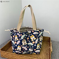 Japanese lunch box bag Bento bag Cute canvas drawstring bag Large capacity girl with rice bag portable
