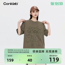 CONKLAB Cocoa Goat Sparkling Printed Short Sleeve T-Shirt Male Summer Thin Tide Card Lover dress pure cotton 50% compassionate