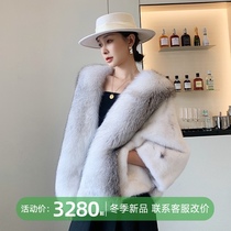Short whole Sable fox fur collar imported mink coat women 2021 Winter new shawl Cape mink fur coat