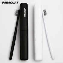 Japanese simple couple bamboo charcoal soft thread hair Middle Head black and white soft hair black and white with 2 travel toothbrushes Independent