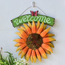 European style pastoral style creative living room wall decoration wall decoration WELCOME sunflower iron hanging ornaments