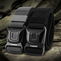 Tactical outdoor belt nylon quick pull automatic buckle multifunctional training canvas casual overalls jeans belt