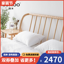 Nordic Day Style Solid Wood Bed 1 8m Double beds Modern minimalist about 1 5 m Soft on bed White wax wood Mind bed