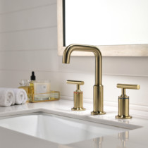 Factory sells basin faucet gold split double-handle bathroom washbasin three-hole faucet hot and cold water