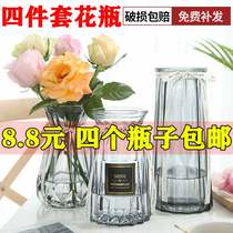 Glass vase transparent water rich bamboo Lily special vase living room hydroponic green flower arrangement