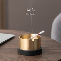 Triple Costal Brocade Ashtrays Creativity Personality Trend Home Living Room With Cover Anti Fly Ash Office On-board Light Extravaganza