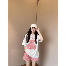 2021 new casual sports style fried street age-reducing fashion western style thin net red burst short-sleeved suit womens summer