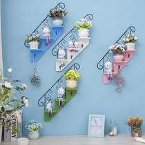 Wall decorations Creative living room wall decoration adhesive hook wrought iron wall hanging small flower stand for doll partition wall decoration